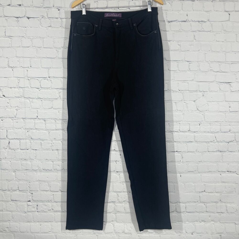 Gloria Vanderbilt Pants Womens 14 Black High Rise Straight Stretch Minimalist